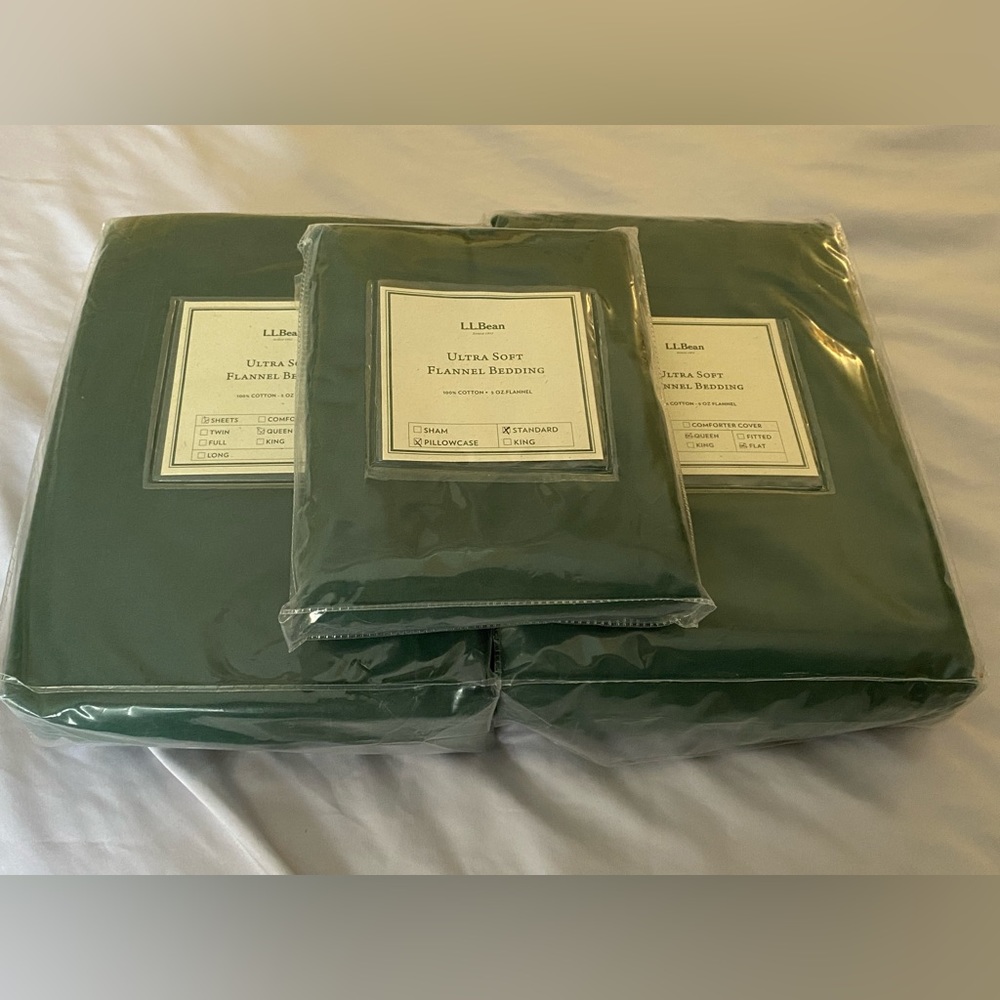 LL Bean Ultra Soft Flannel Sheet set, Flat and Fitted Sheet and pillowcases NEW